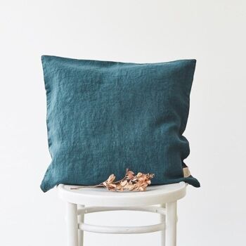 Housse de coussin en lin Deep Water 1