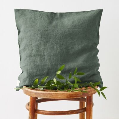 Forest Green Linen Cushion Cover