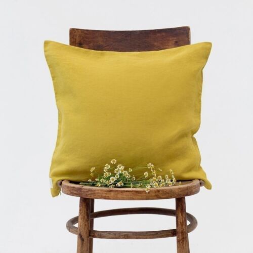 Lemon Curry Linen Cushion Cover