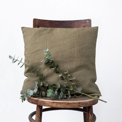 Housse de coussin en lin olive Martini