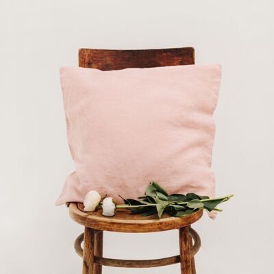 Fodera per cuscino in lino rosa nebbiosa
