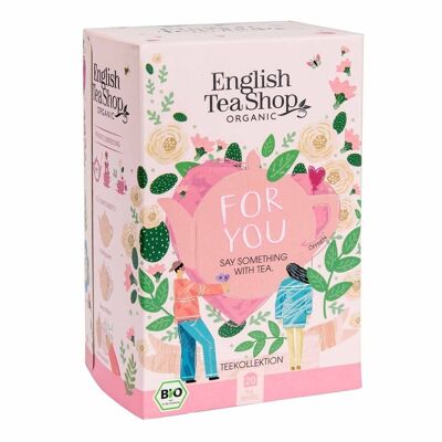 English Tea Shop - Collezione di tè "For You", regalo per fidanzata, fidanzato, festa della mamma, biologico, 20 bustine di tè, 5 varietà