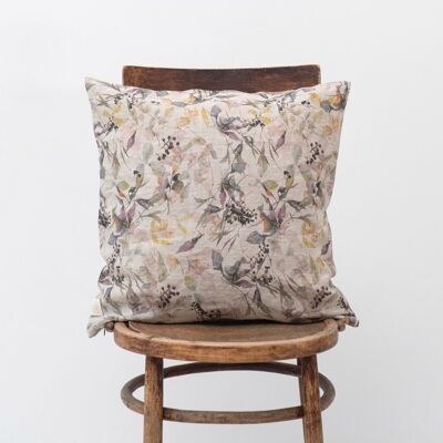 Housse de coussin Prairie sur lin naturel