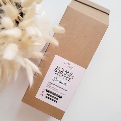 Geschenkbox „Home Sweet Home“: Kerze, Kräutertee, Raumspray und Nachfüller