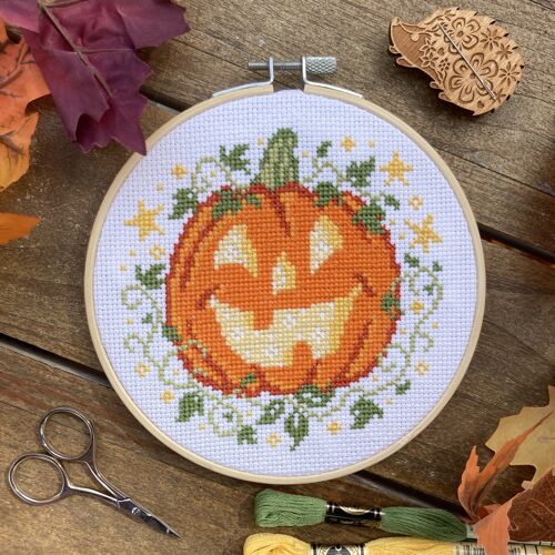 Pumpkin and Stars - Modern Cross Stitch Kit