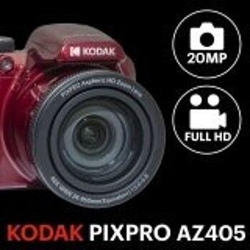 KODAK Pixpro Astro Zoom AZ405 - Appareil Photo Numérique Bridge, Zoom X40, Grand angle de 24 mm, 20 mégapixels, LCD 3, Vidéo Full HD 1080p, OIS, Pile AA - Rouge 2