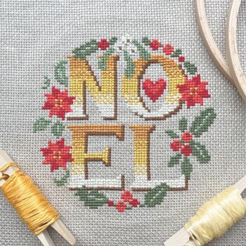 Noel - Kit de point de croix moderne floral à quatre lettres 2