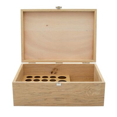 Boite en bois de rangement pour 20 flacons de 5 ou 10ml et 4 flacons de 50ml + Espace de rangement