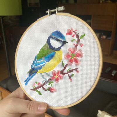 Blue Tit & Blossom - Cross Stitch Kit