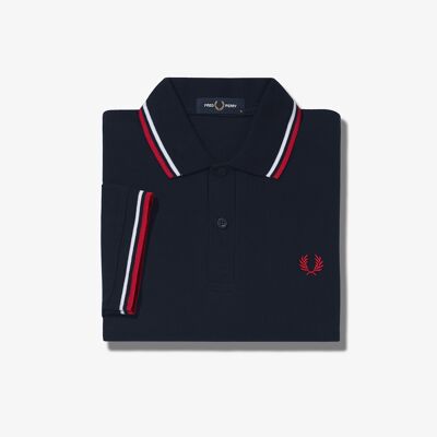 TWIN TIPPED FRED PERRY SHIRT-NAVY/WHITE-471