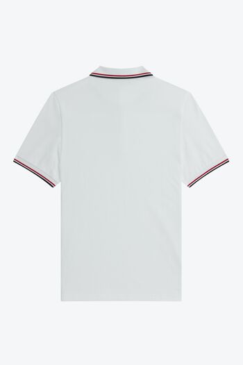 TWIN TIPPED FRED PERRY SHIRT-WHT/BRT RED/NVY-748 2