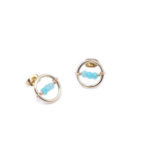 Boucles d'oreilles en pierre naturelle d'amazonite bleue - Cosmos