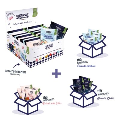Bonbons - Offre de lancement : Colis de 300 mini sachets + 1 présentoir de comptoir offert
