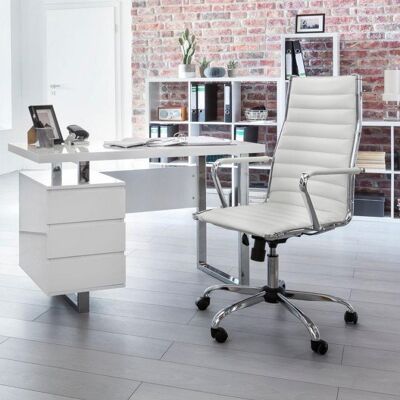 New White swivel chair, ecological leather, white, 60x117x62cm