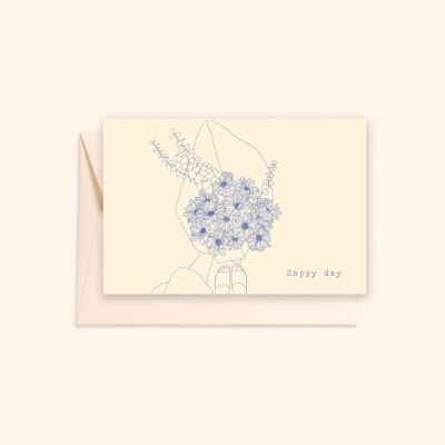 "Happy Day" Mini-Postkarte + Umschlag