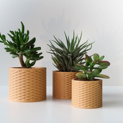 Set of three planters - Wave Light - Three sizes