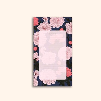 Bloc de notas ilustrado floral - 50 páginas - 18x10 cm - Fabricado en Francia - Feria de la Peonía