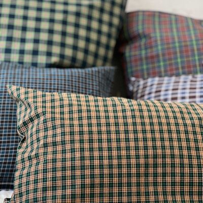 checkered lungi cushion cover