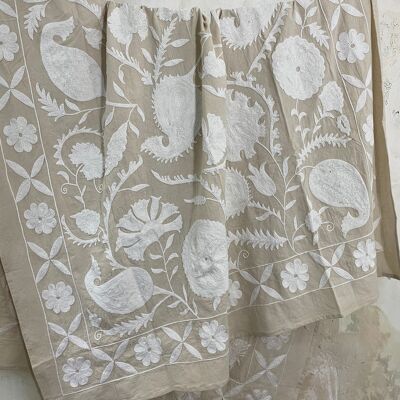 Suzani WHITE tablecloth or bedspread