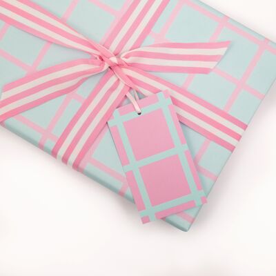 Pink Grid | 3 x etiquetas de regalo
