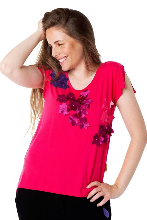 T-shirt TOP MANGA CORTA ROSA "DESTELLO"