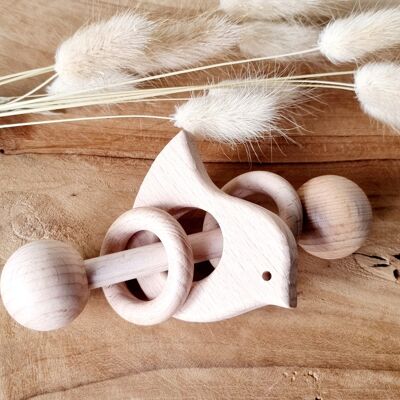 Wooden rattle with rings - Bird