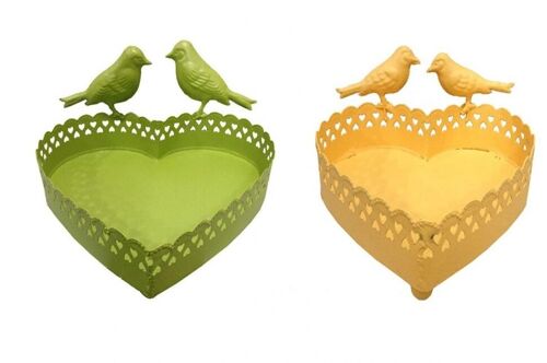 METAL PLATES "HEART - BIRDS" IN 2 SPRING COLORS DIMENSION: 23x19x9cm CT-713