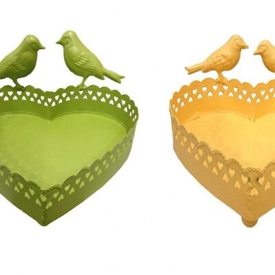 METAL PLATES "HEART - BIRDS" IN 2 SPRING COLORS DIMENSION: 23x19x9cm CT-713
