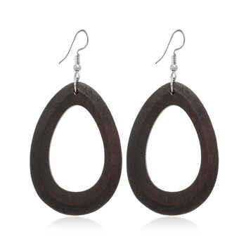 Boucles d'Oreilles Géométriques en Bois Creux 6