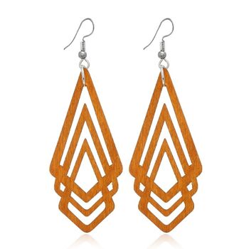 Boucles d'Oreilles Géométriques en Bois Creux 9