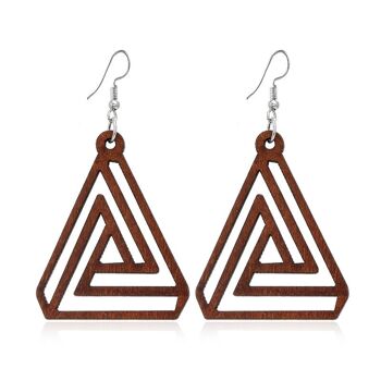 Boucles d'Oreilles Géométriques en Bois Creux 10