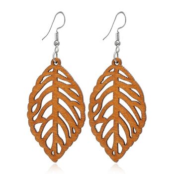 Boucles d'Oreilles Géométriques en Bois Creux 17