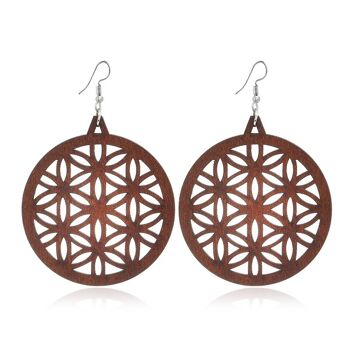 Boucles d'Oreilles Géométriques en Bois Creux 23