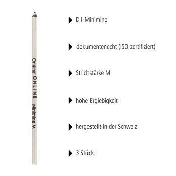 Recharge stylo bille EN LIGNE D1-Standard (pack de 3) I mini recharge stylo bille dans un sachet porte-étiquette 2