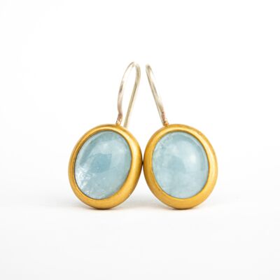 Aquamarine earrings cabouchon oval