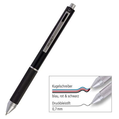 EN LIGNE Stylo à bille et crayon Multipen 4-en-1 | Stylo multifonction, couleur d'écriture bleu, rouge, noir, portemine