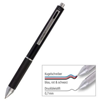 EN LIGNE Stylo à bille et crayon Multipen 4-en-1 | Stylo multifonction, couleur d'écriture bleu, rouge, noir, portemine 4