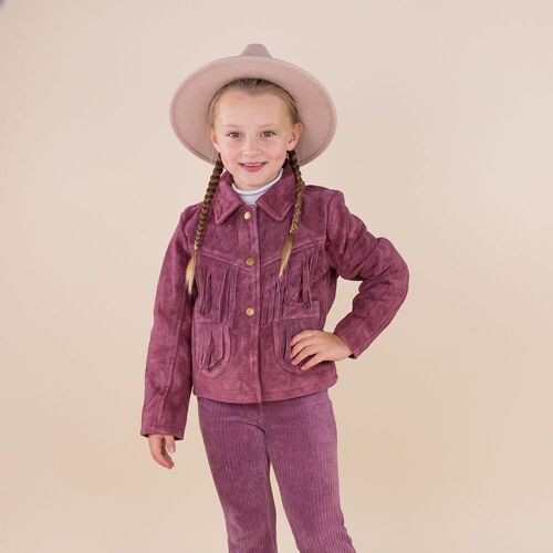 Kids Suede Leather Cowboy Jacket Raspberry - Kids Suede Leather Western Fringe Jacket Raspberry
