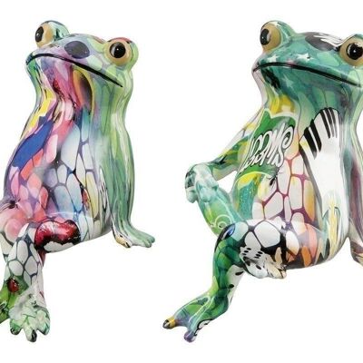 Poly frog sitting street art VE 4 so