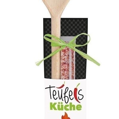 Holz Kochlöffel + Chilisalz "Teufelsküche" VE 6