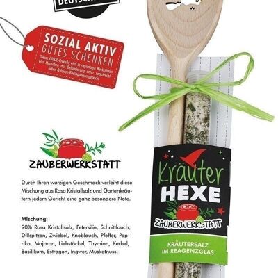 Wooden cooking spoon + herbal salt "Witches' Kitchen" VE 6