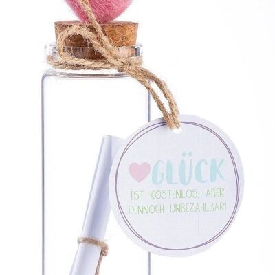 Glass message in a bottle "luck" VE 6