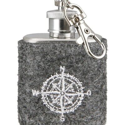 stainless steel/ felt keychain Flask "compass rose" VE 6