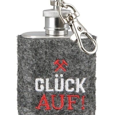 porte-clés en acier inoxydable/feutre Flacon "Glück Auf!" VE 6