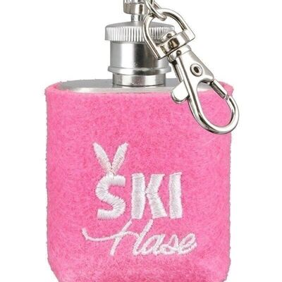 stainless steel/ felt keychain Flask "Ski Bunny" VE 6