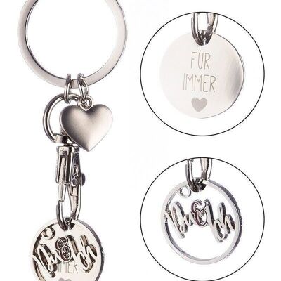 Metal key fob "You & I" with shopping chip VE 12