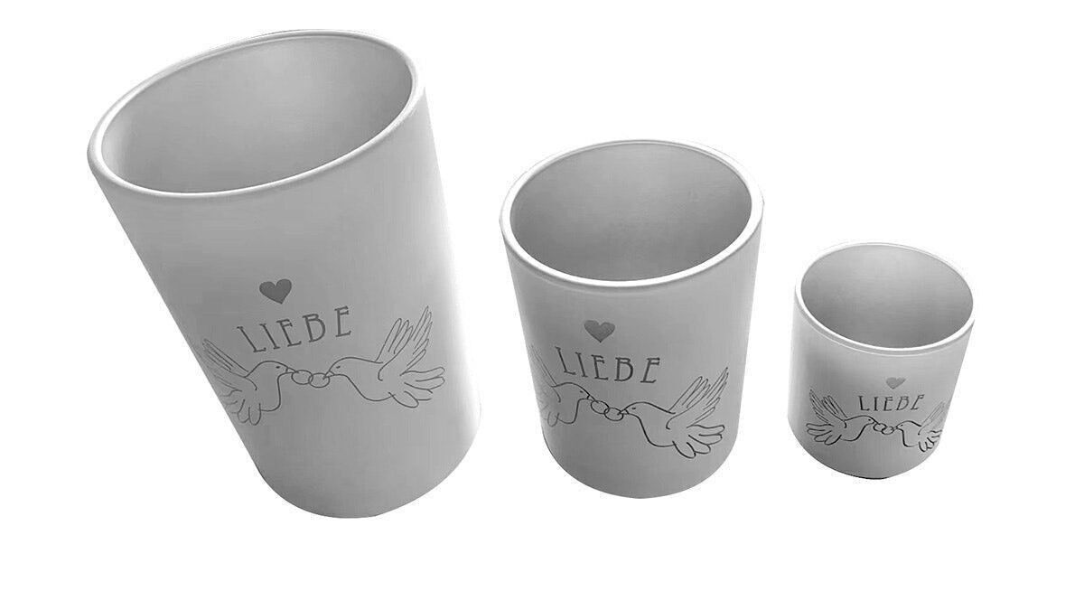 Glas Windlicht "Hochzeit" VE4