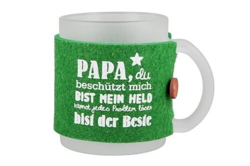 Glas Tasse "Papa, du beschützt..." satiniert VE 6