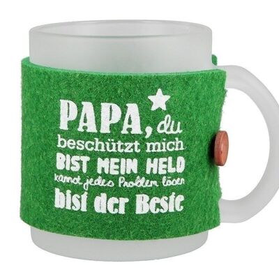 Glas Tasse "Papa, du beschützt..." satiniert VE 6