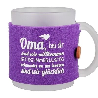 Glas Tasse "Oma, bei dir..." satiniert VE 6